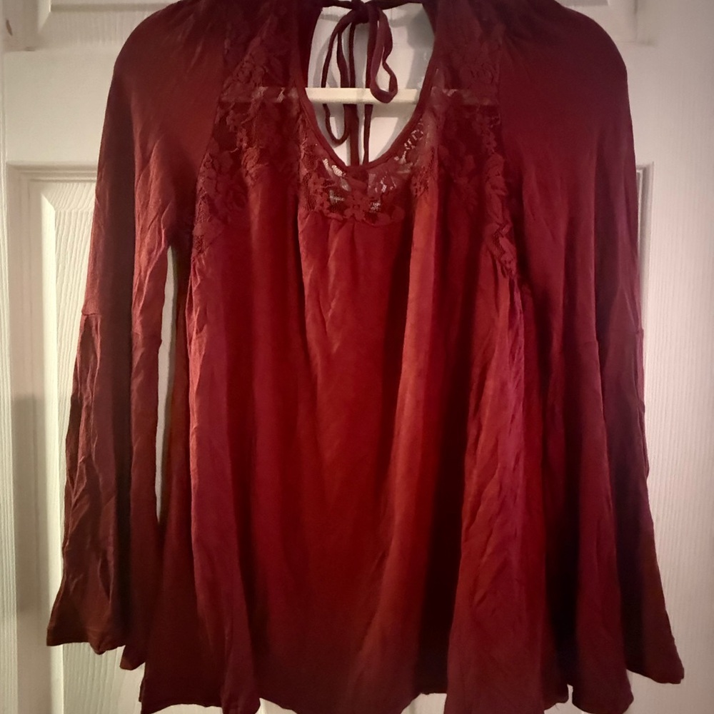 Unique Spectrum Burgundy Lace Blouse